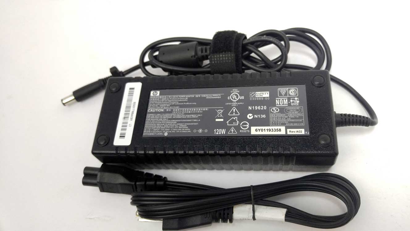 Hp 120w laptop AC Adapter with wallcord - 384023-001 - Click Image to Close