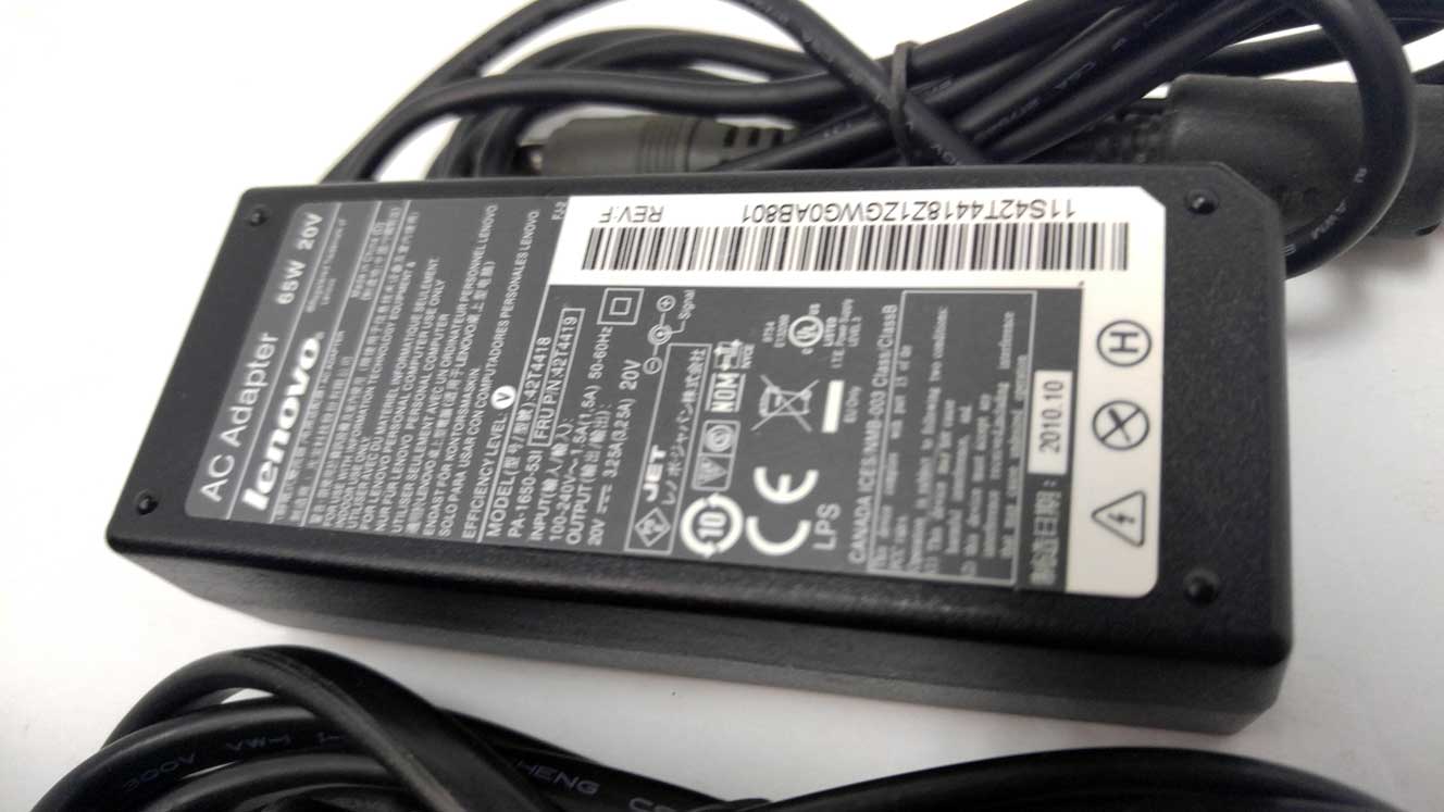 Lenovo 65w laptop AC Adapter with wallcord - PA-1650-531 92P1156 - Click Image to Close